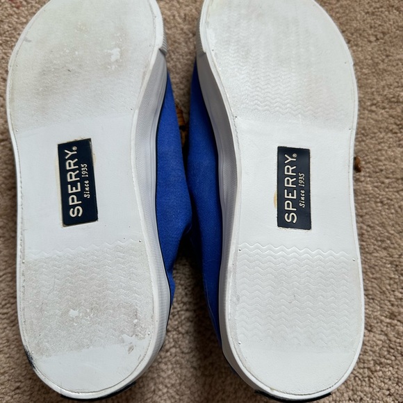 SPERRY Top-Sider Marine Blue Shoes MISMATCHED SIZES 8 & 8.5 Leather Laces Curled - Picture 4 of 12